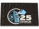 Tile, Modified 4 x 6 with Studs on Edges with Bright Light Blue and Medium Blue R2-D2 Minifigure and Silver '25 YEARS OF LEGO STAR WARS' Pattern, 6180pb195  
