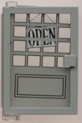 Door 1 x 4 x 5 Left with Trans-Clear Glass and Open Sign & 16 Small Panes Pattern (Sticker) - Set 6765, 73436c01pb02