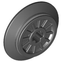 Train Wheel RC, Spoked with Technic Axle Hole and Rubber Friction Band, 55423c01 Black U