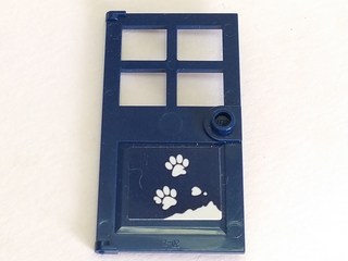 Door 1 x 4 x 6 with 4 Panes and Stud Handle with Snow and White Paw Prints Pattern (Sticker) - Set 41323, 60623pb09
