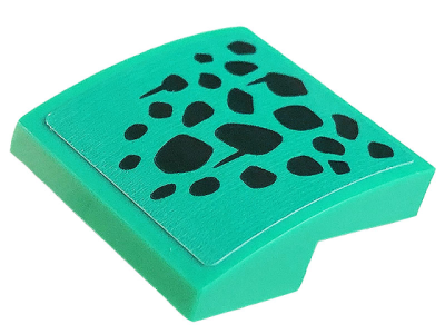 Slope, Curved 2 x 2 x 2/3 with Black Spots, Scales and Lines Pointing Down Pattern (Sticker) - Set 71755, 15068pb381b Dark Turquoise U