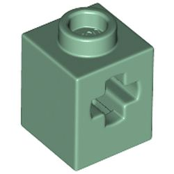 Technic, Brick 1 x 1 with Axle Hole, 73230 Sand Green N