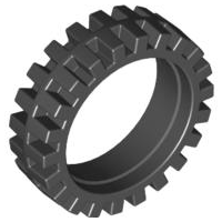 Tire 24mm D. x 7mm Offset Tread - Band Around Center of Tread, 61254 Black U