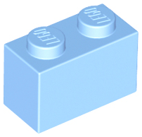 Brick 1 x 2, 3004 Bright Light Blue N