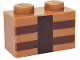 Brick 1 x 2 with Reddish Brown and Dark Brown Minecraft Crafting Table Lines Pattern, 3004pb123