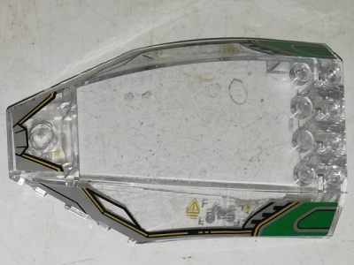 Windscreen 10 x 6 x 2 Curved with Dark Bluish Gray and Green Border Pattern (Stickers) - Set 70641, 45705pb028 Trans-Clear U