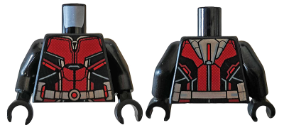 Torso Ant-Man Dark Red Body Suit with Silver Trim Pattern / Black Arms / Black Hands, 973pb3224c01 Black U