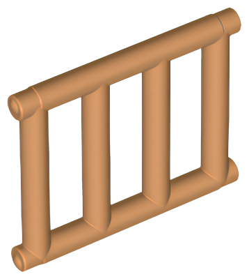 Деталь LEGO Bar 1 x 4 x 3 Grille with End Protrusions 62113 Medium Nougat U