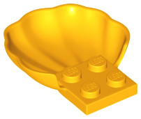 Clam / Scallop Shell with 4 Studs, 18970 Bright Light Orange U