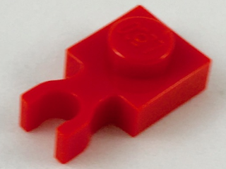 Plate, Modified 1 x 1 with U Clip Thin (Vertical Grip), 4085b Red N