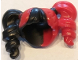 Minifigure, Hair Female Pigtails High Bouncy, Hole on Top with Red Hair on Left Side and Red Tie on Right Side Pattern, 28798pb04  