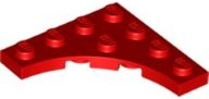 Plate, Modified 4 x 4 with 3 x 3 Curved Cutout, 35044 Red N