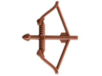 Minifigure, Weapon Bow, Recurve with Wide Flat Limbs, Arrow Drawn, 3748 Reddish Brown U