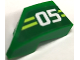 Wedge 2 x 1 x 2/3 Right with White '05' and Yellowish Green Stripes Pattern (Sticker) - Set 71709, 29119pb020  