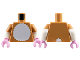 Torso White Furry Chest and Tail on Back Pattern / White Arms with Molded Medium Nougat Short Sleeves Pattern / Bright Pink Hands, 973pb5913c01  