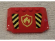 Wedge 4 x 6 x 2/3 Triple Curved with Black and Yellow Danger Stripes and Fire Logo Badge Pattern (Sticker) - Set 60214, 52031pb146  