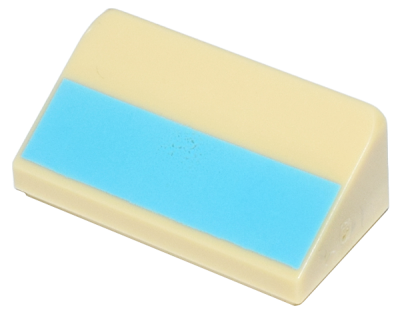 Slope 30 1 x 2 x 2/3 with Medium Azure Stripe Pattern, 85984pb267 Tan U