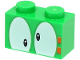 Brick 1 x 2 with Black Eyes on White Background and 2 Orange Rectangles Pattern (Super Mario Lemmy Upper Face), 3004pb287