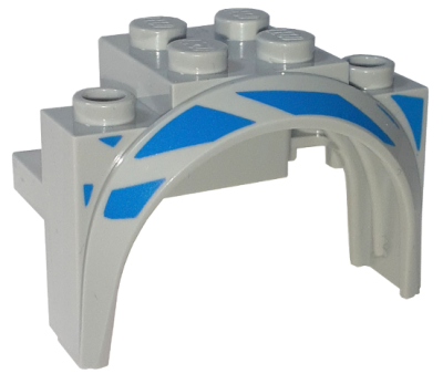 Vehicle, Mudguard 4 x 2 1/2 x 2 1/3 with Arch Round with Blue Stripes Pattern Model Right Side, 18974pb01R Light Bluish Gray U