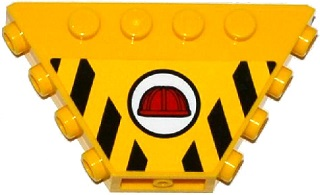 Vehicle, Tipper End Flat without Pins with Red Construction Helmet in White Circle and Black and Yellow Danger Stripes Pattern (Sticker) - Set 60075, 30022pb01 Yellow U
