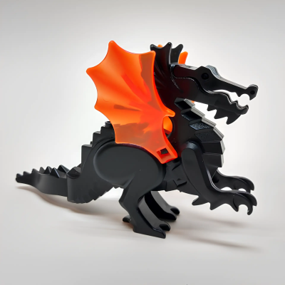 Dragon, Classic with Trans-Neon Orange Wings, 6129c04 Black U