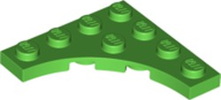 Plate, Modified 4 x 4 with 3 x 3 Curved Cutout, 35044 Bright Green N