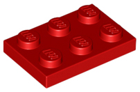Plate 2 x 3, 3021 Red N