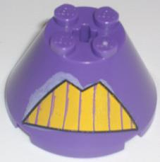 Cone 4 x 4 x 2 with Axle Hole with Yellow Teeth Pattern (Zurg), 3943bpb03