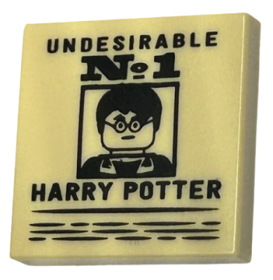 Tile 2 x 2 with Poster 'UNDESIRABLE No.1' and 'HARRY POTTER' Pattern, 3068pb2006 Tan U