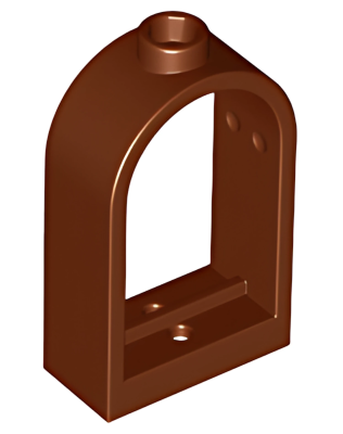 Деталь LEGO Window 1 x 2 x 2 2/3 with Rounded Top 30044 Reddish Brown U