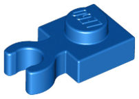 Plate, Modified 1 x 1 with Open O Clip Thick (Vertical Grip), 4085d Blue N