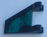 Flag 2 x 2 Trapezoid with Dark Turquoise Splotches Pattern Model Right Side (Sticker) - Set 76101, 44676pb054R Dark Blue U