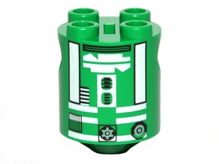 Brick, Round 2 x 2 x 2 Robot Body with Black Lines and White Pattern (R3-D5), 30361pb019