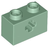 Technic, Brick 1 x 2 with Axle Hole, 32064 Sand Green U