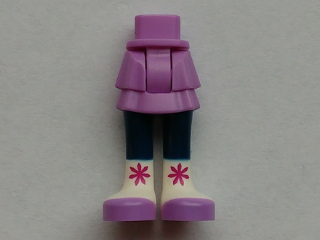 Mini Doll Hips and Skirt Layered, Dark Blue Legs and White Boots with Medium Lavender Toes and Magenta Snowflakes Pattern - Thick Hinge, 92250c00pb13 Medium Lavender U