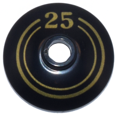 Dish 2 x 2 Inverted (Radar) with Gold Concentric Circles and '25' Pattern, 4740pb024 Black U