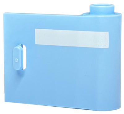 Door 1 x 3 x 2 Right - Open Between Top and Bottom Hinge with Horizontal White Stripe Pattern, 92263pb004 Bright Light Blue N