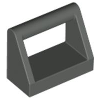 Tile, Modified 1 x 2 with Bar Handle, 2432 Dark Gray U