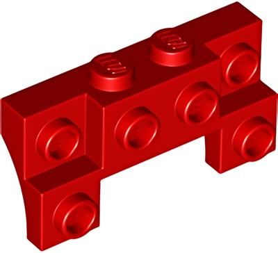 Деталь LEGO Brick, Modified 2 x 4 - 1 x 4 with 2 Recessed Studs and Thin Side Arches 14520 Red U
