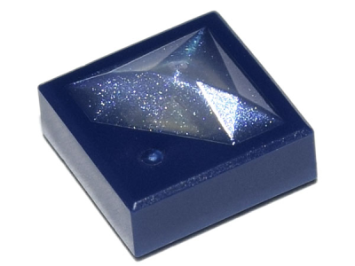 Tile, Modified 1 x 1 x 2/3 with Raised Satin Trans-Clear Diamond Pattern, 72078pb01 Dark Blue U