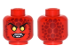 Minifigure, Head Alien Lava Monster with Yellow Eyes, Dark Red Rocks, and Open Mouth with Fangs Pattern, 3626pb1511  