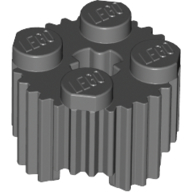 Brick, Round 2 x 2 with Axle Hole and Grille / Fluted Profile 92947 Dark Bluish Gray N