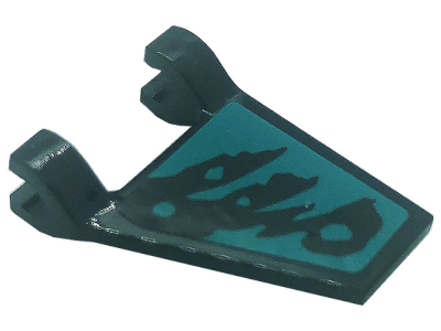 Flag 2 x 2 Trapezoid with Black Scales and Spots on Dark Turquoise Background Pattern Model Left Side (Sticker) - Set 71755, 44676pb067L Black U