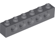 Technic, Brick 1 x 6 with Holes, 3894 Dark Bluish Gray N
