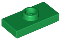 Plate, Modified 1 x 2 with 1 Stud with Groove and Bottom Stud Holder (Jumper), 15573 Green U