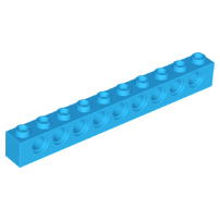 Technic, Brick 1 x 10 with Holes, 2730 Dark Azure N