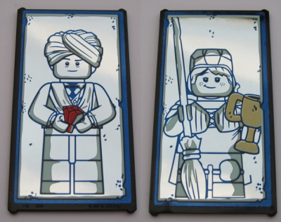 Glass for Window 1 x 4 x 6 with Mirrored Quirinus Quirrell / Ron Weasley Pattern (Stickers) - Set 75954, 57895pb056 Black U