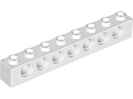 Technic, Brick 1 x 8 with Holes, 3702 White N