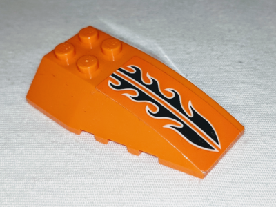 Wedge 6 x 4 Triple Curved with Black and White Flames Pattern (Sticker) - Set 60178, 43712pb065 Orange U