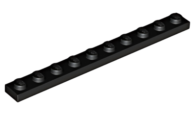 Деталь LEGO Plate 1 x 10 4477 Black U